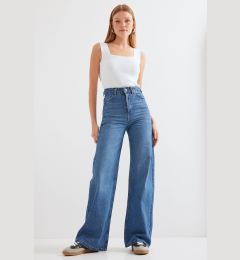 Снимка на Bigdart Women's Wide Leg High Waist Navy Blue Palazzo Jeans 6656