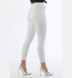 Снимка на BİKELİFE White Plus Size High Waist Lycra Gabardine Trousers