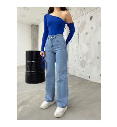 Снимка на BİKELİFE Women's Blue High Waist Lycra Flexible Wide Leg Jeans