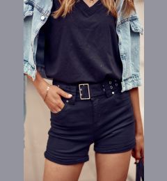 Снимка на Black denim shorts with vertebra