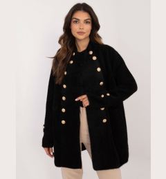 Снимка на Black double-breasted alpaca coat with buttons