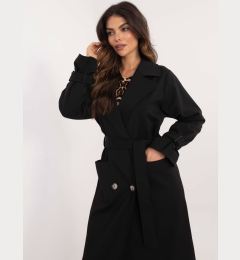 Снимка на Black double-breasted cotton trench coat