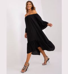 Снимка на Black dress with ruffle and wide sleeves