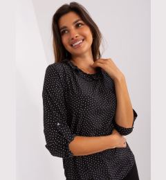 Снимка на Black formal blouse with frills at neckline