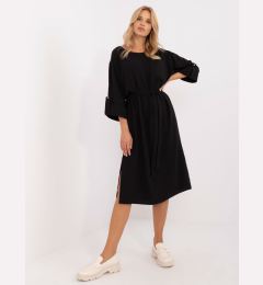 Снимка на Black loose casual dress with belt