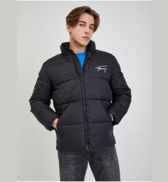 Снимка на Black Mens Quilted Jacket Tommy Jeans Signature Puffer - Men