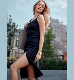 Снимка на Black midi dress with slit