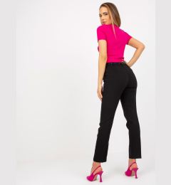 Снимка на Black straight trousers made of fabric with a belt