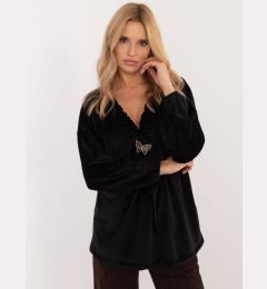 Снимка на Black velour blouse large size