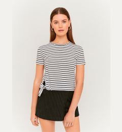 Снимка на Black & White Striped Short T-Shirt TALLY WEiJL - Women