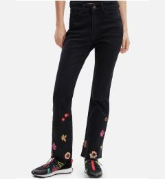 Снимка на Black Women Floral Straight Fit Jeans Desigual Nicole - Women