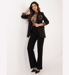 Снимка на Black women's blazer with floral brooch