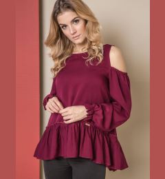 Снимка на Blouse ONE revealing shoulders burgundy