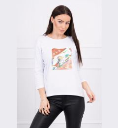 Снимка на Blouse with 3D Bird white graphics