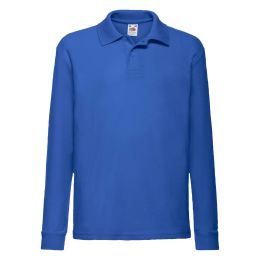 Снимка на Blue Long Sleeve Polo Shirt Fruit of the Loom