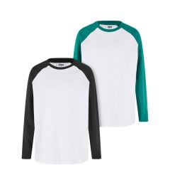 Снимка на Boys' long-sleeved T-shirts Organic Oversized 2-Pack white/black+white/green