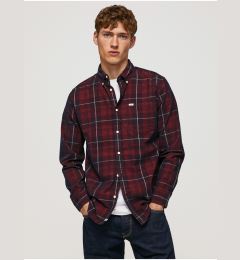 Снимка на Burgundy Men's Plaid Shirt Pepe Jeans Freshfield - Men's