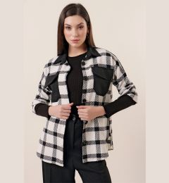 Снимка на By Saygı Plaid Shanel Shirt With Collar And Pocket Garnish In Black