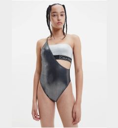 Снимка на Calvin Klein Women's White-Black Metallic One-Piece Swimsuit with Slit Calvin Kl - Women