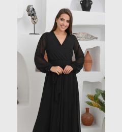 Снимка на Carmen Black Chiffon Double Breasted Long Evening Dress