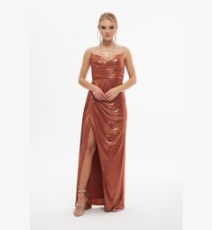 Снимка на Carmen Copper Shiny Knitted Strapless Long Evening Dress