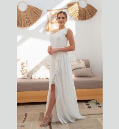 Снимка на Carmen Ecru Chiffon One-Shoulder Long Evening Dress Wedding Dress And Outdoor Shooting Dress