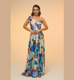 Снимка на Carmen Saxe Blue One Sleeve Long Evening Dress