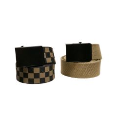 Снимка на Check And Solid Canvas Belt 2-Pack olive/black