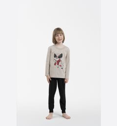 Снимка на Children's pyjamas Zermat long sleeves, long legs - beige melange/black