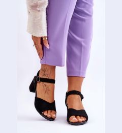 Снимка на Comfortable suede heeled sandals black Bellamy