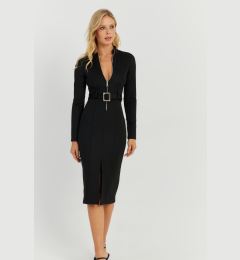 Снимка на Cool & Sexy Women's Black Belted Skuba Midi Dress