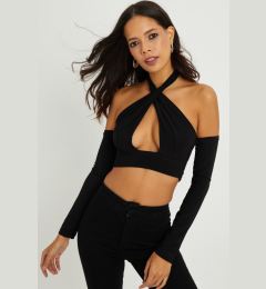 Снимка на Cool & Sexy Women's Black Open Back Crop Blouse B1729