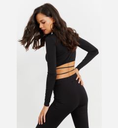 Снимка на Cool & Sexy Women's Black Open Waist Crop Blouse IO115