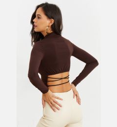 Снимка на Cool & Sexy Women's Brown Waist Open Crop Blouse GC115