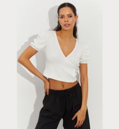 Снимка на Cool & Sexy Women's White Double Breasted Blouse RLO73