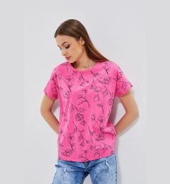 Снимка на Cotton blouse with flowers - pink