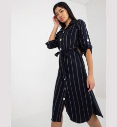 Снимка на Dark blue striped shirt dress with large buttons