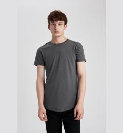 Снимка на DEFACTO Anthracite Long Muscle Fit Crew Neck Basic Plain Short Sleeve T-Shirt