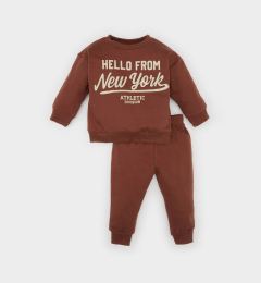 Снимка на DEFACTO Baby Boy 2-Piece Set Crew Neck Printed Sweatshirt Elastic Waist Tracksuit Bottoms