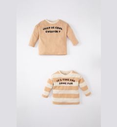 Снимка на DEFACTO Baby Boy Crew Neck Printed 2-Piece Long Sleeve T-shirt