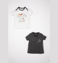 Снимка на DEFACTO Baby Boy Newborn Envelope Collar Dog Printed Combed Cotton 2-Piece Short Sleeve T-Shirt C9629a524sm