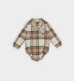 Снимка на DEFACTO Baby Boy Newborn Shirt Collar Plaid Flannel Long Sleeve Snap Bodysuit