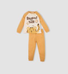 Снимка на DEFACTO Baby Boy Pajama Set Crew Neck Printed Long Sleeve Top Elastic Waist Bottom