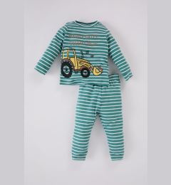 Снимка на DEFACTO Baby Boy Pajama Set Vehicle Printed Striped Crew Neck Long Sleeve Top Long Bottom