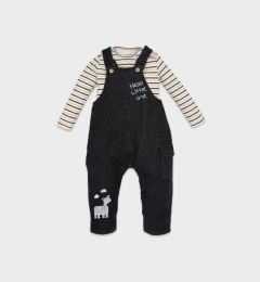 Снимка на DEFACTO Baby Boy Striped Long Sleeve T-Shirt Jeans Overalls 2-Piece Set D4130a524wn