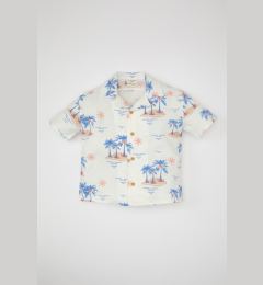 Снимка на DEFACTO Baby Boy Twill Collar Palm Tree Patterned Short Sleeve Shirt