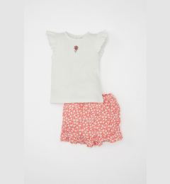 Снимка на DEFACTO Baby Girl 2-Piece Set Floral Short Sleeve T-Shirt Shorts Skirt