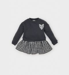 Снимка на DEFACTO Baby Girl Crew Neck Printed Long Sleeve Plaid Skirt Sweat Dress