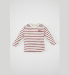 Снимка на DEFACTO Baby Girl Crew Neck Striped Printed Combed Cotton Long Sleeve T-Shirt