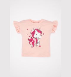 Снимка на DEFACTO Baby Girl Crew Neck Unicorn Printed Short Sleeve T-Shirt